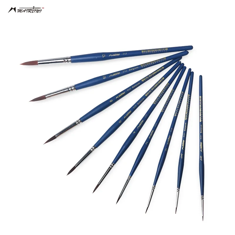 

Круглая нейлоновая миниатюрная ручка Mairtini с крючком, кисть для рисования, деревянная ручка для акварели, гуаши, акриловой краски