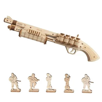 M60 pistolet jouet 3D Puzzle en bois Kit de modèle de construction mécanique pour enfants +14 ans