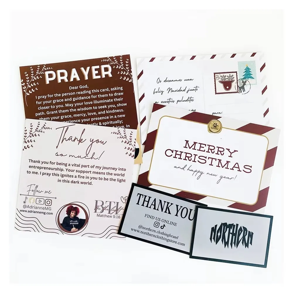 맞춤형 카드 명함 감사 카드 개인 맞춤형 로고 컬러 크리스마스 선물 인사 엽서 청첩장 양면 인쇄