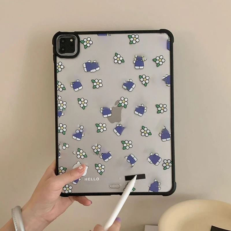 

Cat Flower Acrylic iPad Case for iPad Air 4 Air 5 10.9inch iPad Pro 2020 2021 2022 11inch 12.9inch Protective Cover Shell