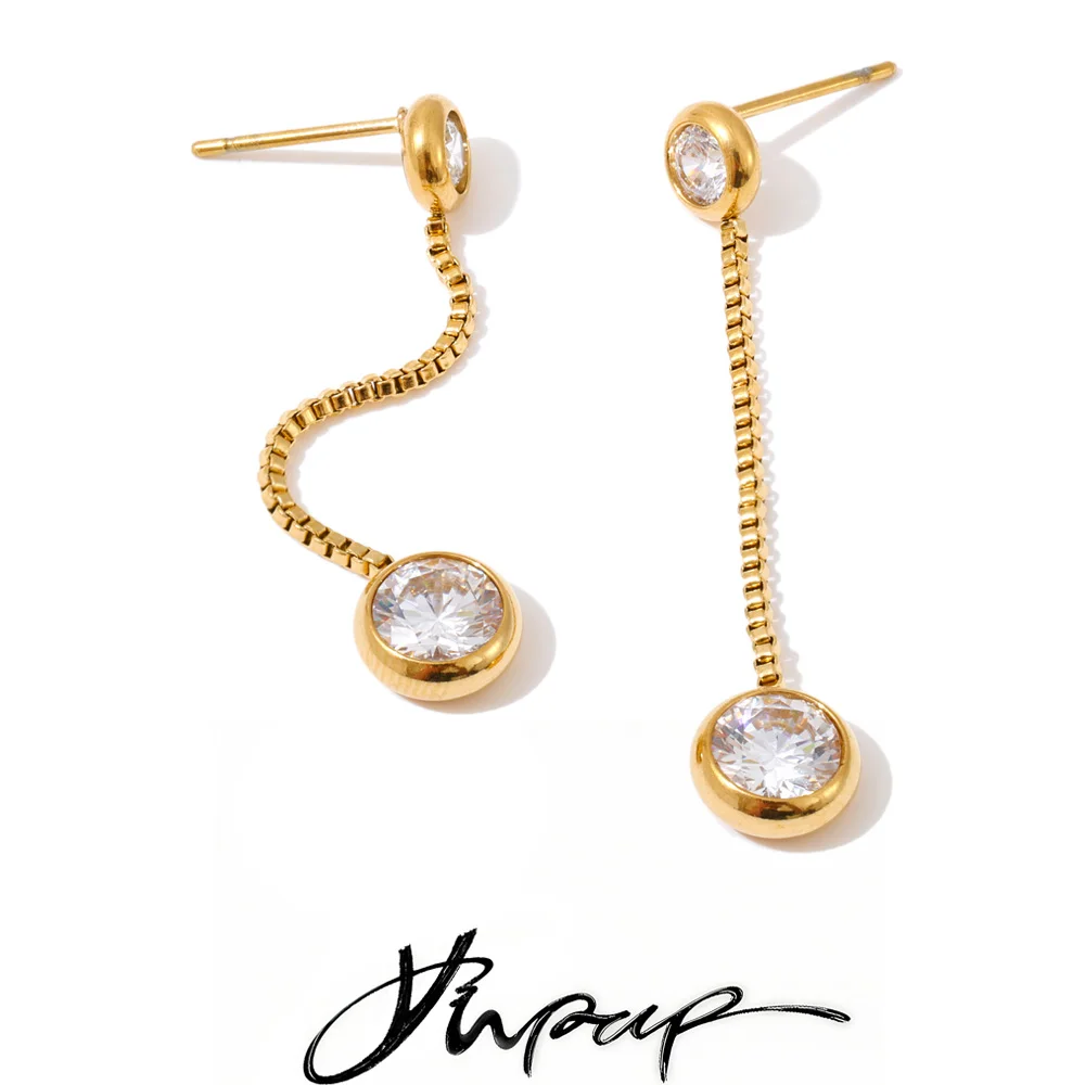Yhpup Stainless Steel Long Chain Dangle Earrings