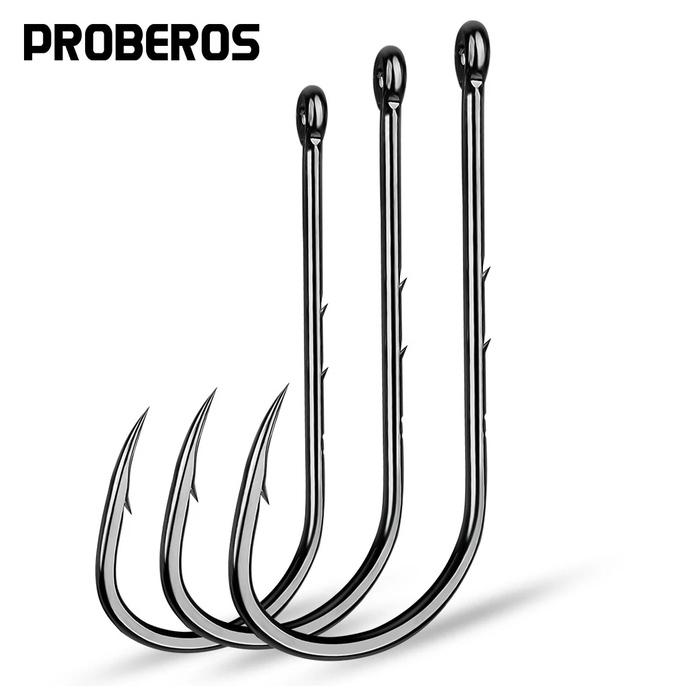 Fishing Hooks 100pcs Barbed Hooks High Carbon Steel Single Sea Fishing