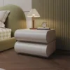 Nightstand with 2 Drawer, Bedside Table with Microfibre Leather, Fashion Night Stand for Bedroom, No Assembly Required-White 3