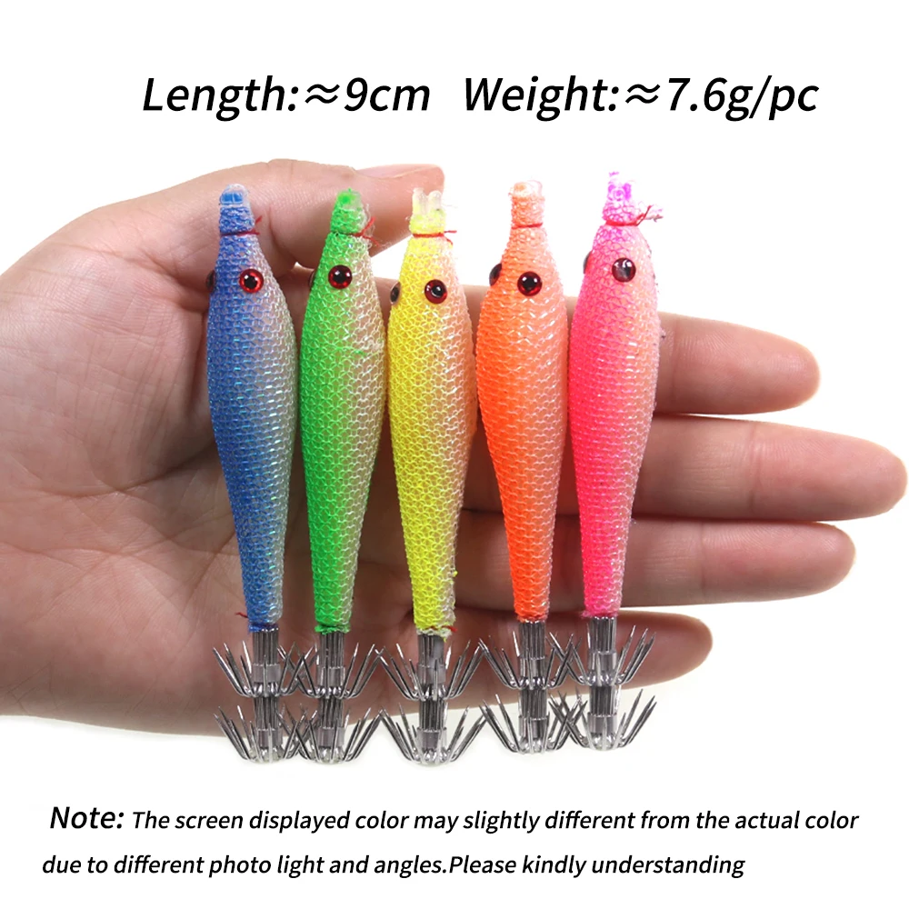 Ellllv 5PCS/Bag Soft Squid Lure Jigs Double Umbrella Hook