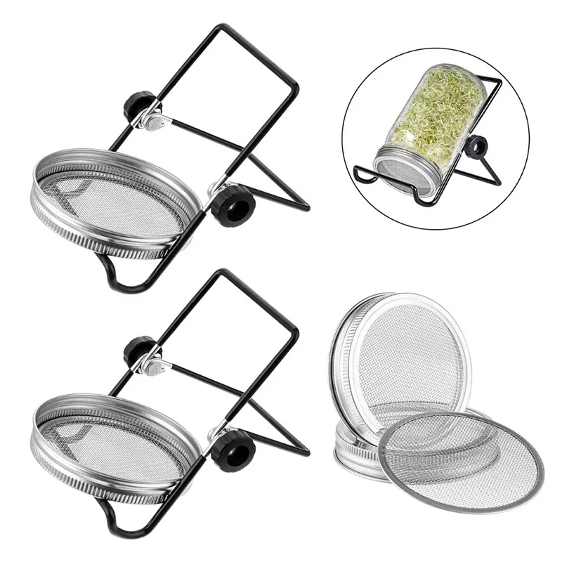 Sprouting Jars Kit Sprouting Lids Mesh Screen Strainer Filter Stainless Steel Germinator Set Seed Sprouter Germination Cover For Mason Jars Cocina