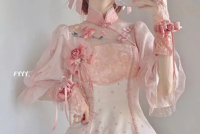 Conjunto de vestido lolita zumbi rosa estilo chinês - Loja de moda Kawaii