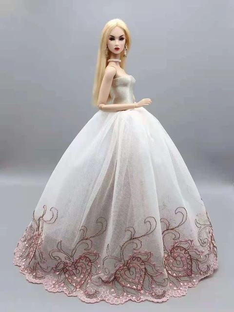 Robe de mariée en dentelle pour poupées Barbie, vêtements de