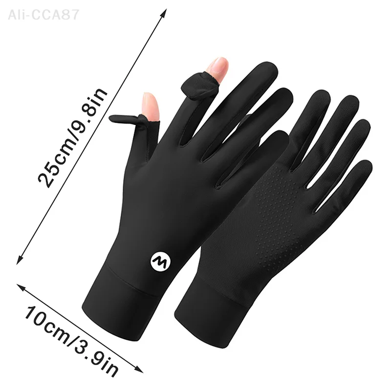 Summer Sunscreen Women's Ice Silk Riding Driving Non-Slip Breathable UV Fingerless Gloves
