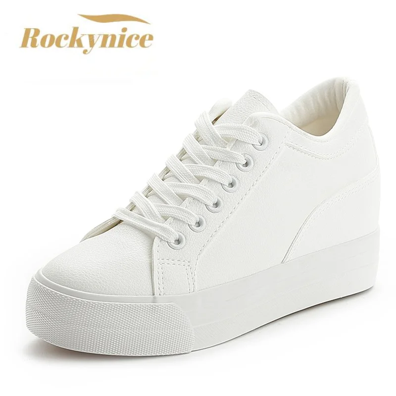 2022 Women Breathable Sneakers increased Platform Shoes Casual Footwear Leisure Leather White Shoes Women's Vulcanize Shoes