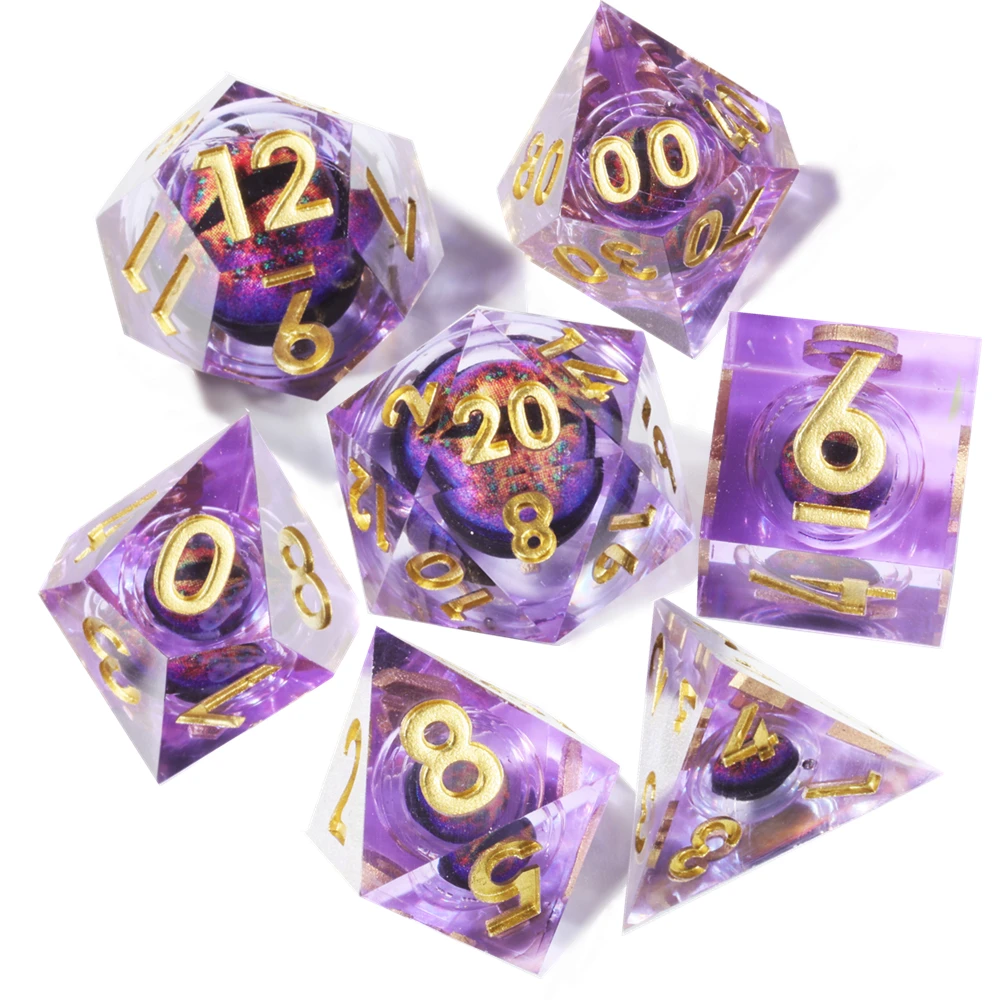 

Мини-планеты с жидким сердечником, набор костей «глаза Дракона», полигедральные полимерные кости ручной работы, кости D & D для ролевой игры, острые кости, настольные игры, коробка для костей под заказ