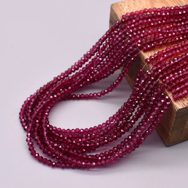 1 2 3 4mm Rose Red Dyeing Rondelle Crystal Glass Beads Flat Faceted Loose Spacer Glass Beads for Jewelry Making Jewelry DIY 1