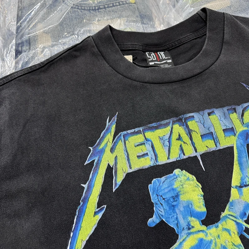 Heavy Metal Ro Band Print T-irt Justin Bieber ex Loose Vintage ort