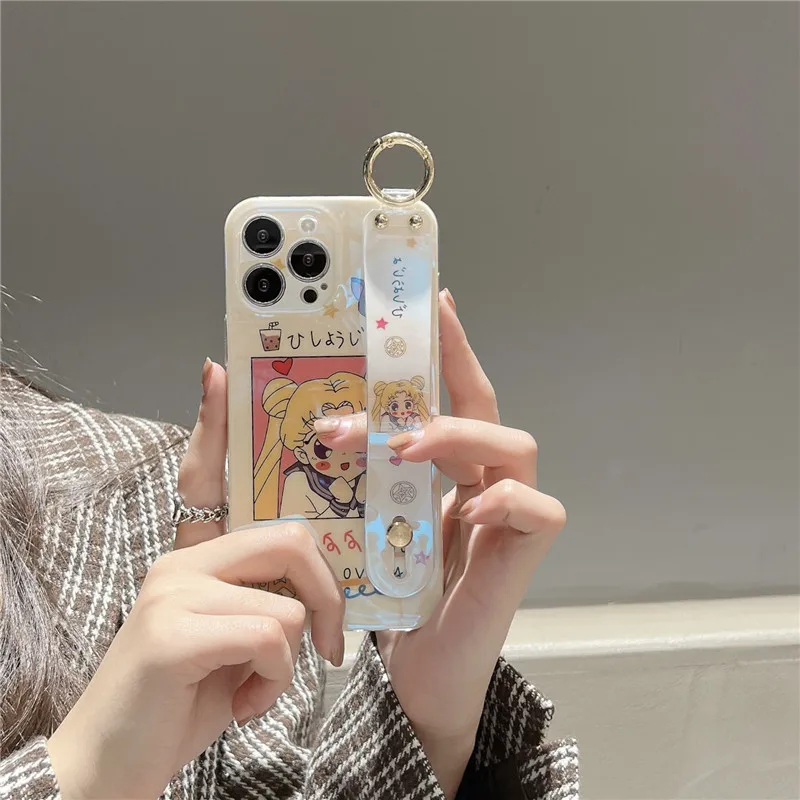 Cute Cartoon Milk Tea Girl Wrist Case for iPhone 2