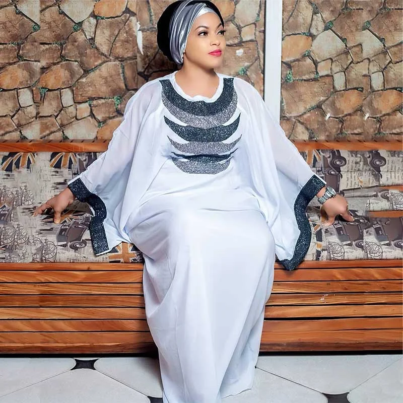 

Luxury Diamonds Muslim Women Abaya Loose Chiffon Dress Turkey Boubou Kaftan Dubai Islam African Dashiki Evening Gown Morocco Eid