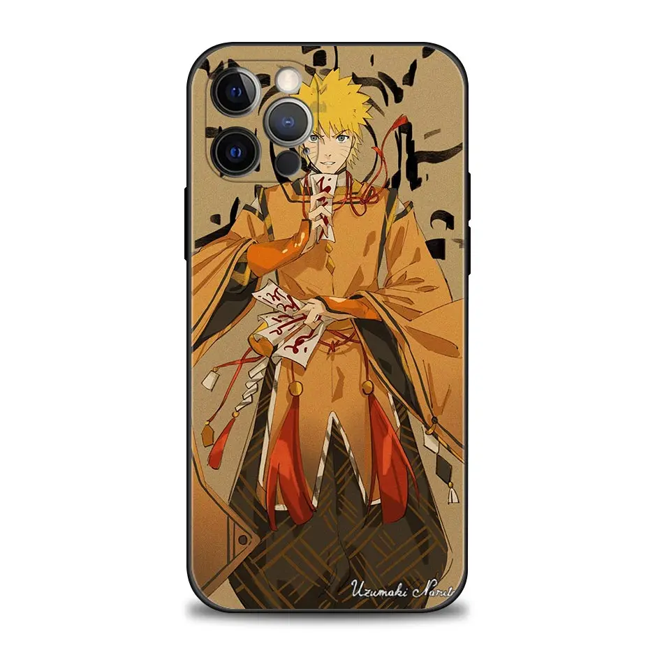 Anime Manga Uzumaki Naruto Phone Case for iPhone 11 12 13 Pro Max 7 8 SE XR XS Max 5 5s 6 6s Plus Black Soft TPU Silicone Sasuke iphone 13 pro phone case