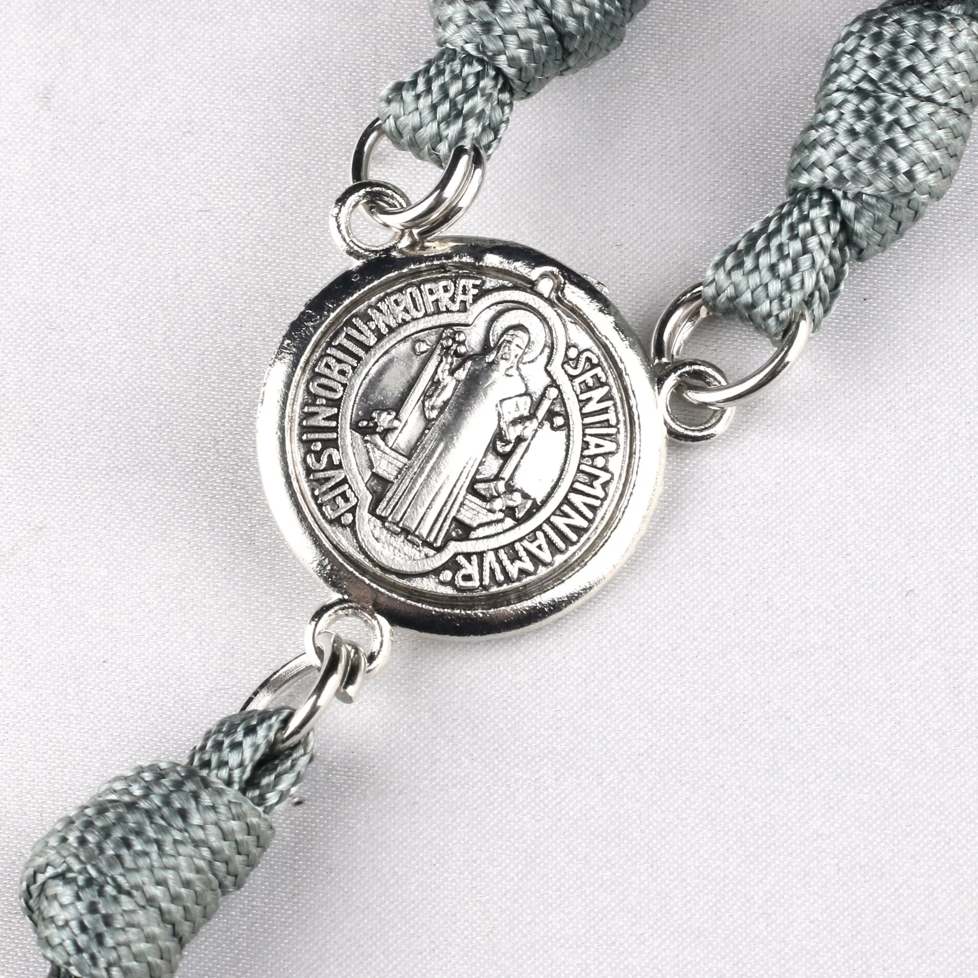 Vintage Alloy Cross Saint Benedict Pendants Exorcist Men's Braided Rope Cold Wind Prayer Bead Necklace Party Jewelry 4