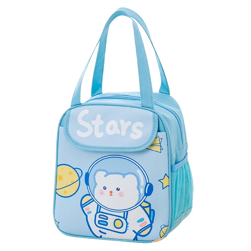 Children Cartoon Astronaut Bear Rabbit Portable Bento Lunch Box Bag Office Worker Primary School Students Insulated Lunch Bags