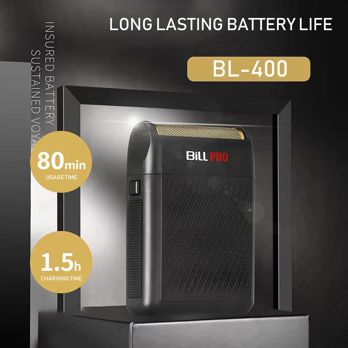 BL-400 Men's Electric Shaver Long-Lasting Battery Portable Travel-Friendly