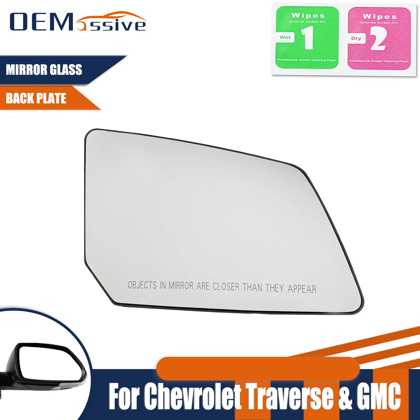 For Chevrolet Traverse 2009-2016 Saturn Outlook 2007-2010 GMC Acadia 2007-2016 Left&Right Side Heated Mirror Glass Large Glass 1