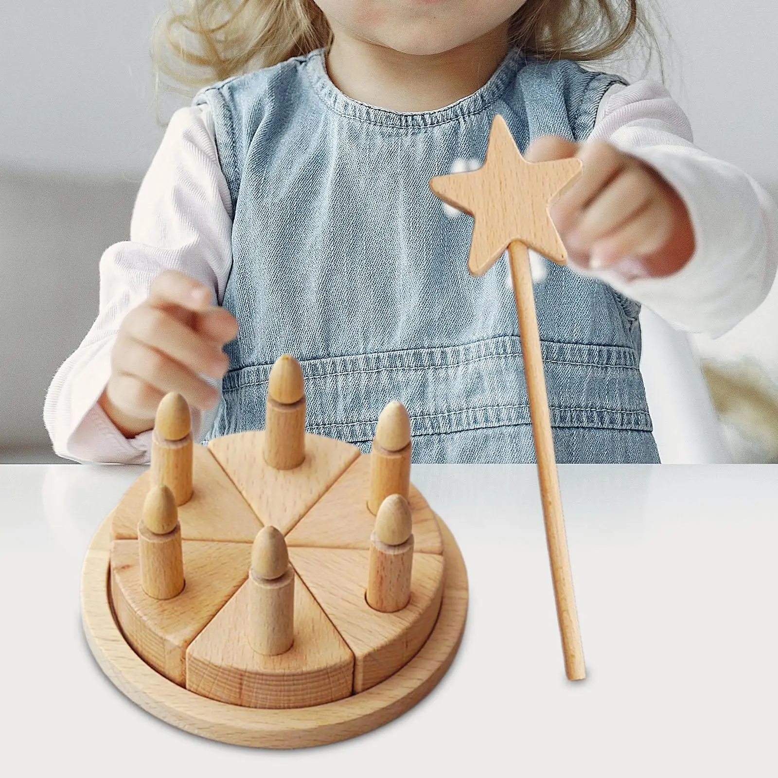 

Birthday Party Game Set Learning Educational Toys Play Food Child Age Wooden Cake Set for Gift