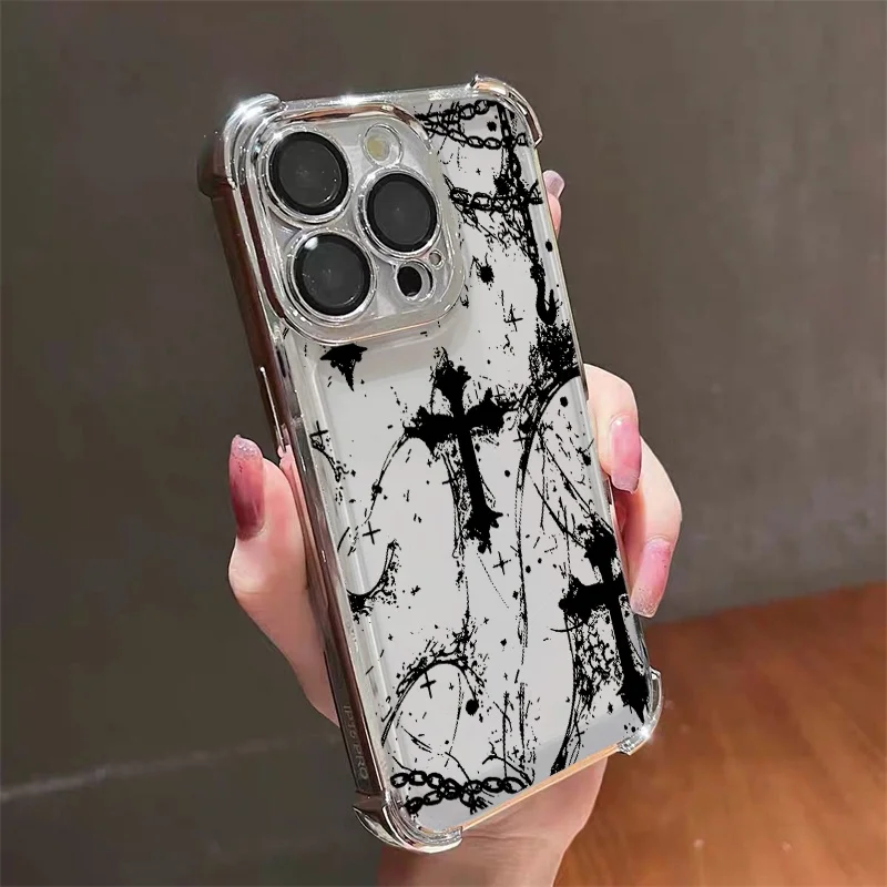 Elegant Dark Gothic Cross Mark Phone Case – Fashionable Protective Cover