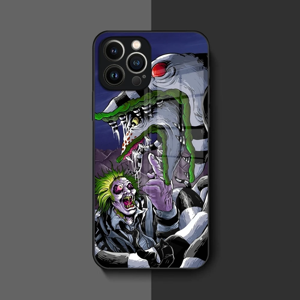 thumbnail image 1 of B-BeetlejuiceS-S 2 Phone Case for Iphone 16 15 14 12 11 13 Pro Max Mini 8 X Xr Xs Puls Black Glass Cover, 1 of 5