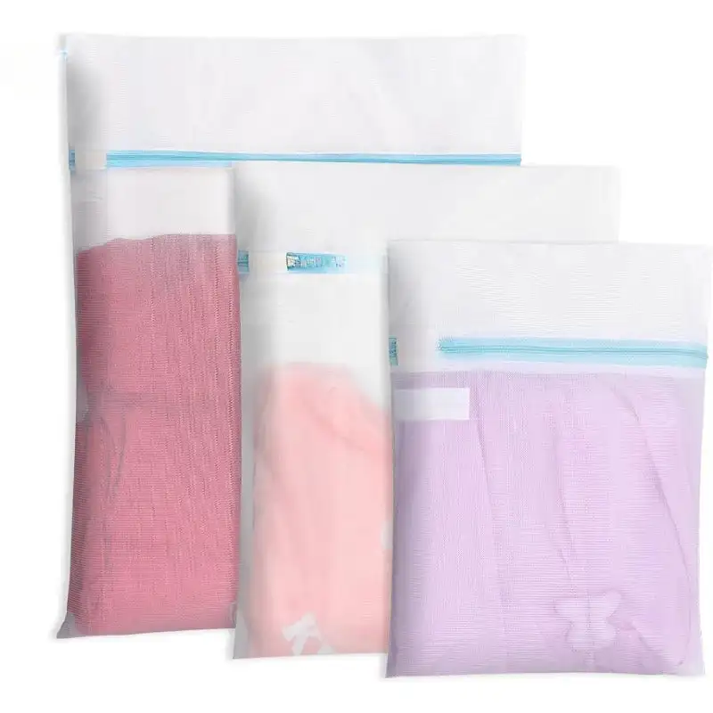 

3 Pack Durable Fine Mesh Laundry Bags with Reinforced Zipper and Hanging Loop(1 Large, 1 Medium, 1 Small)