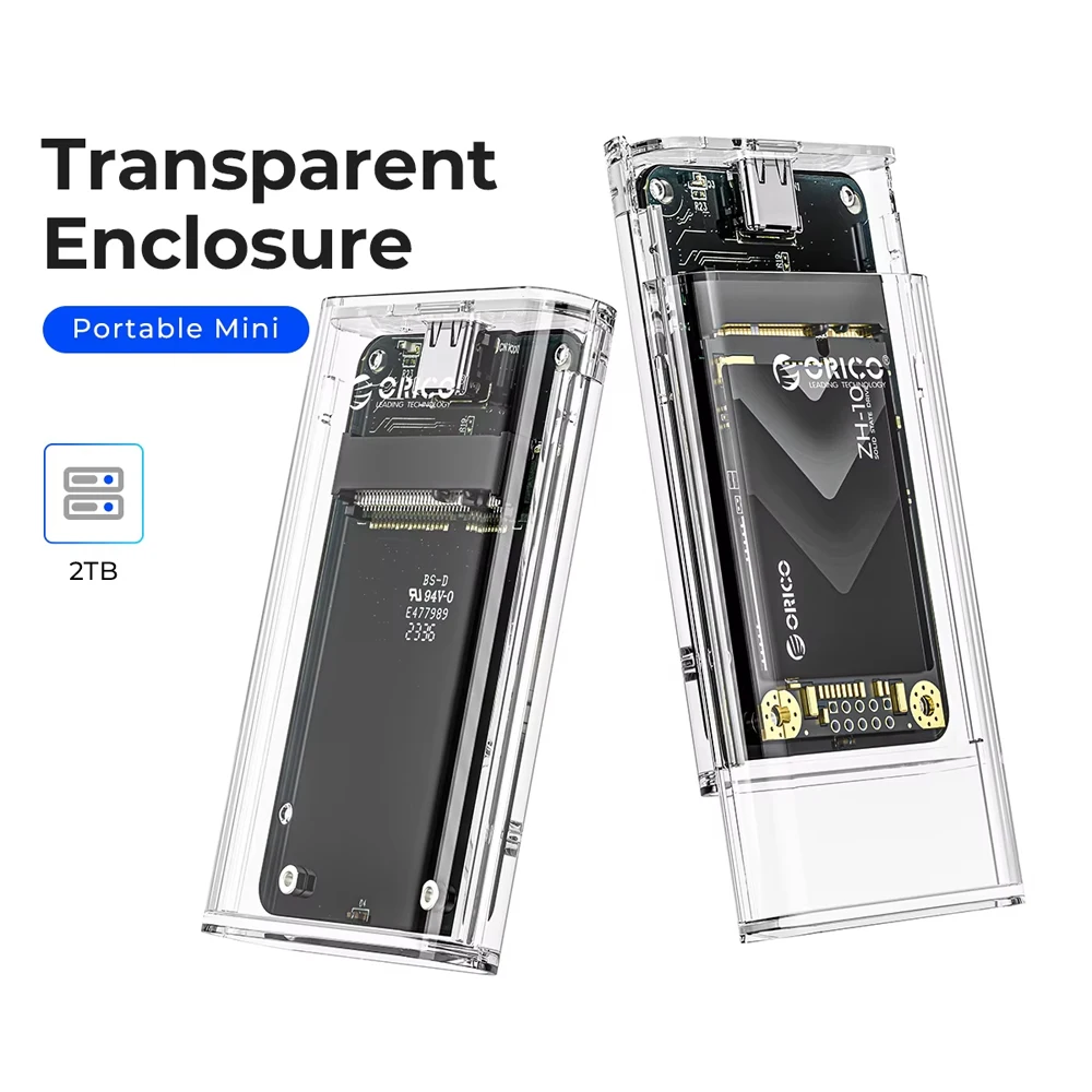 ORICO 외부 어댑터 미니 mSATA SSD 인클로저 투명 MSATA 케이스 - 미니 SATA 하드 드라이브 스토리지용 USB 3.2 Gen1 5Gbps