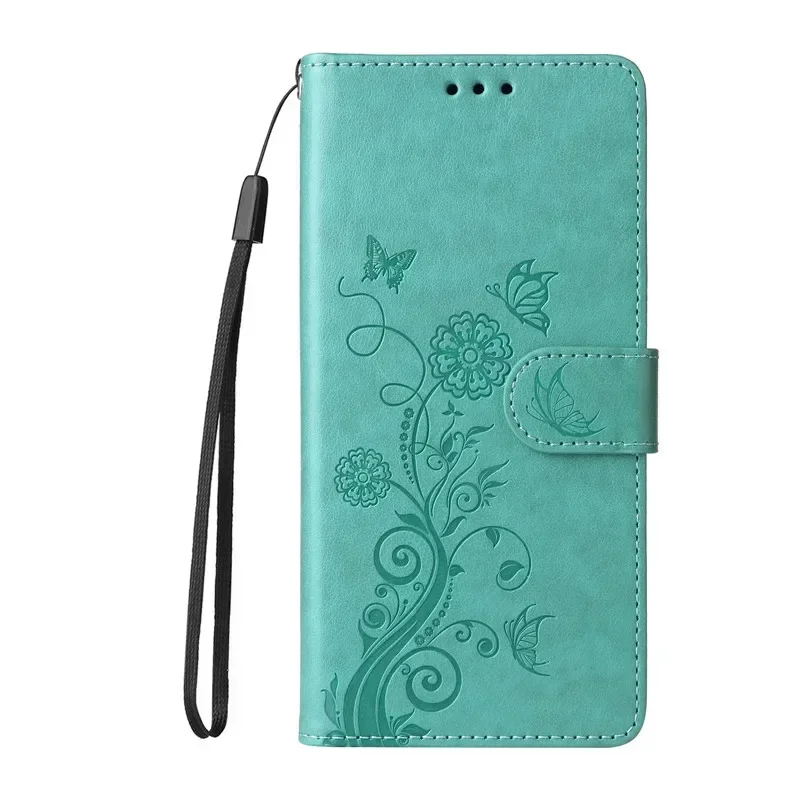 Fringed Iris Leather Flip Wallet Phone Case with Card Slot