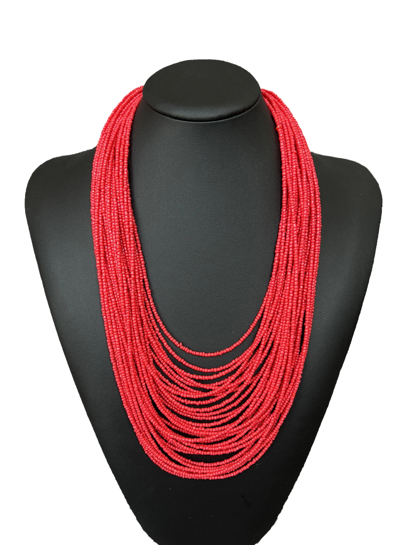 Bohemian fashion handmade beaded multi-layer red beaded women's necklaces seaside vacation jewelry - 2