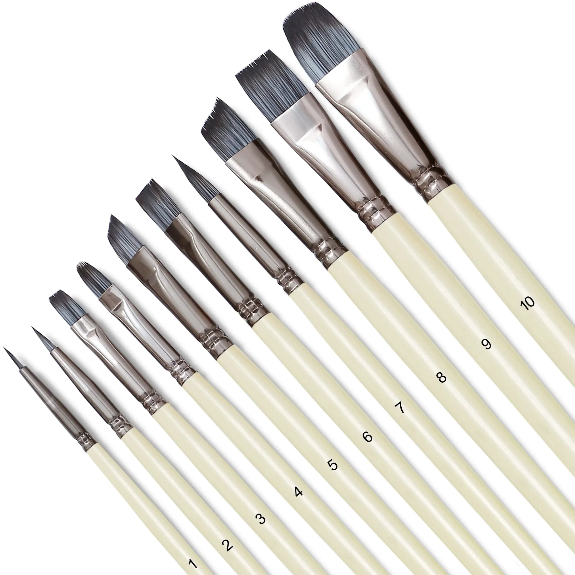 10pcs Professional Paint Brushes Set Different Pointed Tip Nylon Hair Artist Acrylic Brush For Acrylic Watercolor Oil Body Paint