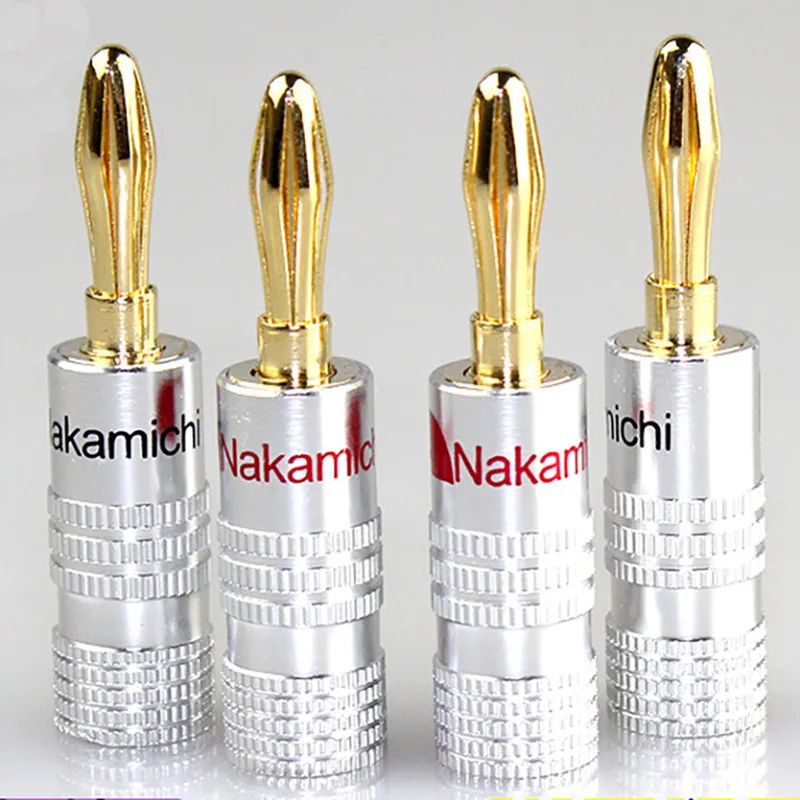 

4pcs Banana Connector 4mm Speaker Banana Plugs 24K Copper Gold Plated 4mm Banana Jack Match With 4mm Binding Post