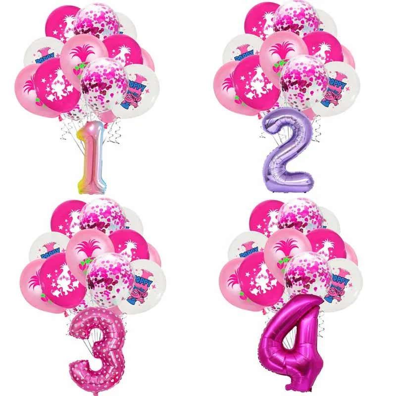 Princess Trolls Balloon Birthday Party Decoration 32inch Number Ballon Welcome Arch Room Home Decor Boy Gift Kid‘s Shower Toy 103pcs macaron blue balloon arch birthday party decoration kids boy baby shower wedding chrome gold white ballon garland decor