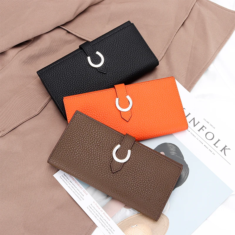 Luxury Cow Leather Simple Women's Long Wallet Multiple Card Positions Mobile Phone Coin Purse Purses for Women Card Holder