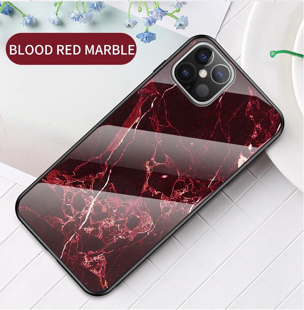 For iPhone13Pro 12 mini 11ProMax SE2020 XR XS X 8 7 Plus 6 6S 5 5S SE phone Case Gradient Marble Tempered Glass Protective Cover phone cases for iphone 12 mini 