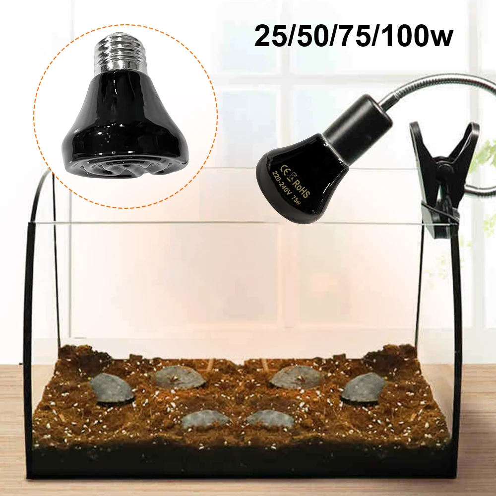 50/75/100W E27 Pet Heating Lamp 220V Infrared Ceramic Emitter Heat Light Bulb Pet Brooder Chickens Reptile Lamp Heating Light
