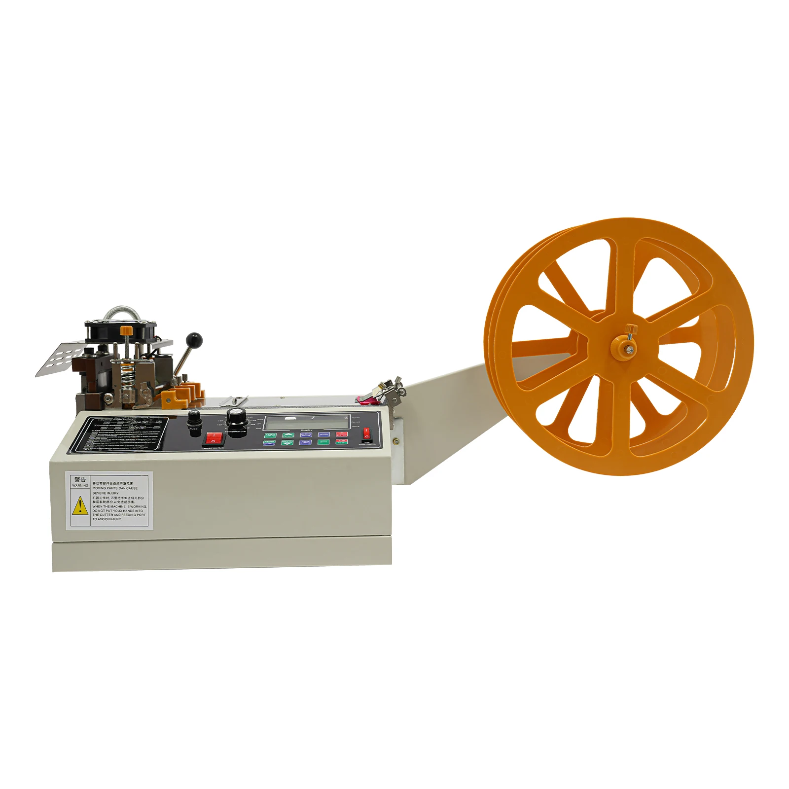 Gurtband-Schneidemaschine, automatischer Heiß- und Kaltbandschneider, automatischer Band- und Stoffschneider mit 3 Klemmtabletts – Detail 2