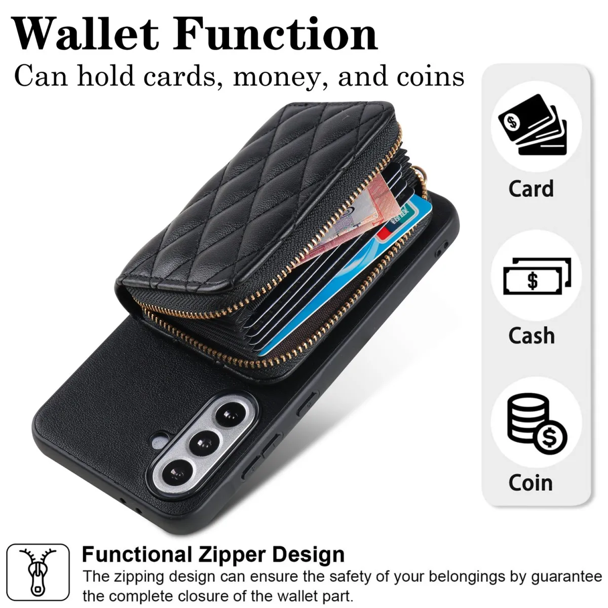 Chic Lamb Pattern PU Leather Phone Case with Fashionable Long Hanging Chain and Card Holder Sleeve