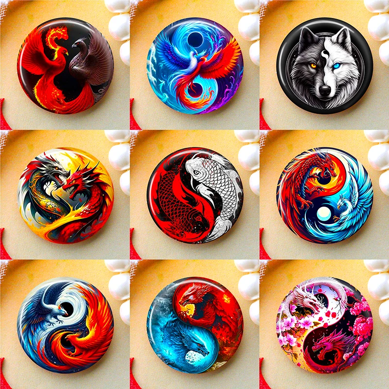 8mm 10mm 12mm 25mm 16mm 18mm 20mm DIY 사진 유리 카보 숑 라운드 카메오 세트 수제 설정 스톤 음양 F57