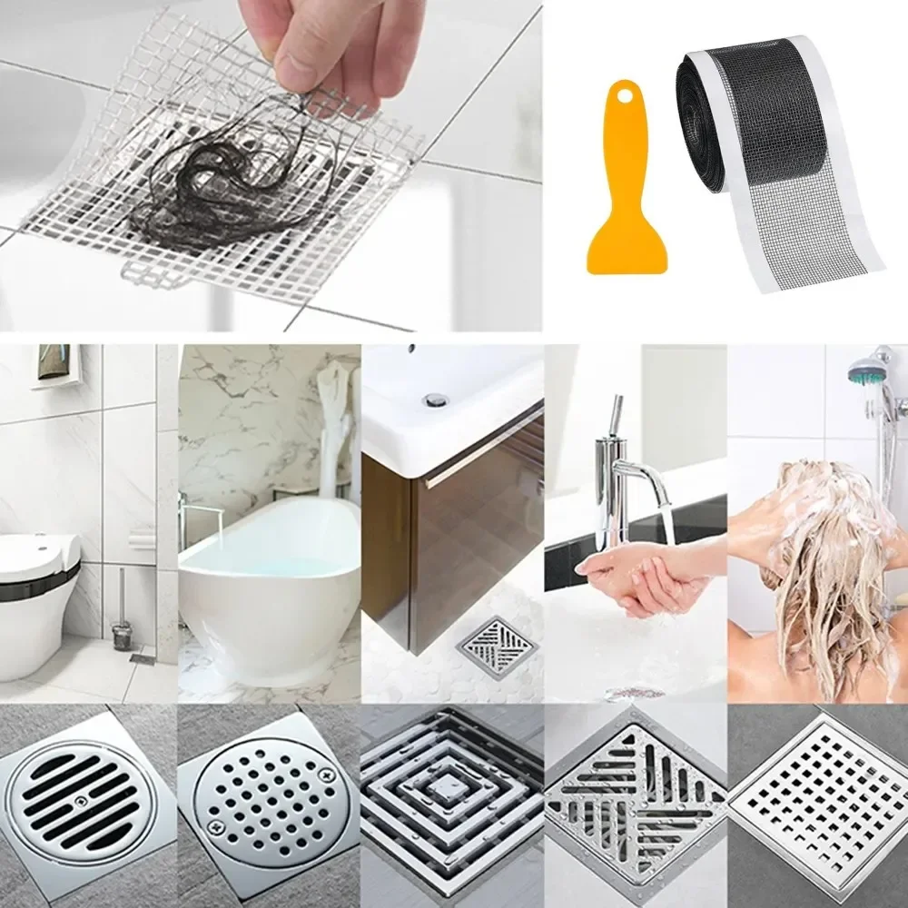 Floor Drain Sticker Shower Drain Catcher Hair Drain Catcher Hair Drain Filter Floor Drain Filter Floor Drain Hair Filter Floor Drain Hair Catcher Drain Hair Catcher Anti blocking filter screen Disposable floor drain sticker shower Hair Catcher Drain Stopper Cover window screening repair Tape