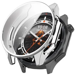 Enhanced All - Around TPU Protective Case and Screen Protector for Oneplus Watch 3 (Silver)