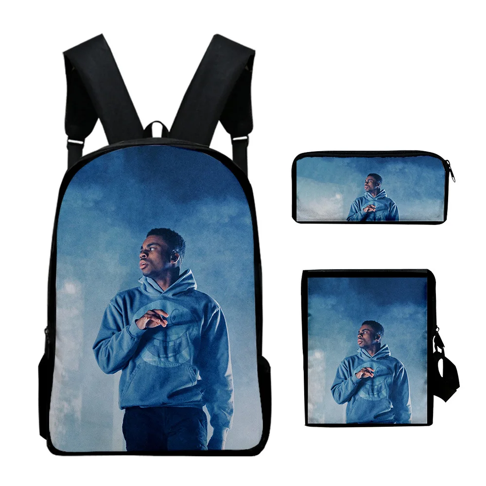 Classic Novelty vince staples 3D Print 3pcs/Set pupil School Bags Laptop Daypack Backpack Inclined shoulder bag Pencil Case