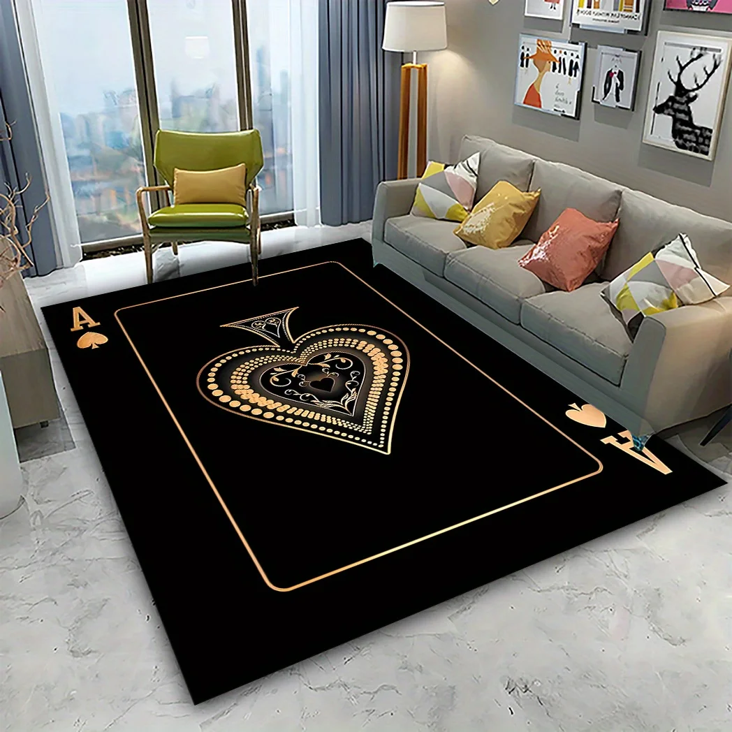 Ace of Hearts Poker Card Pattern Carpet for Living Room Non-Slip Bedroom Bedside Sofa Area Rug Soft Indoor Floor Mat Home Decor 2
