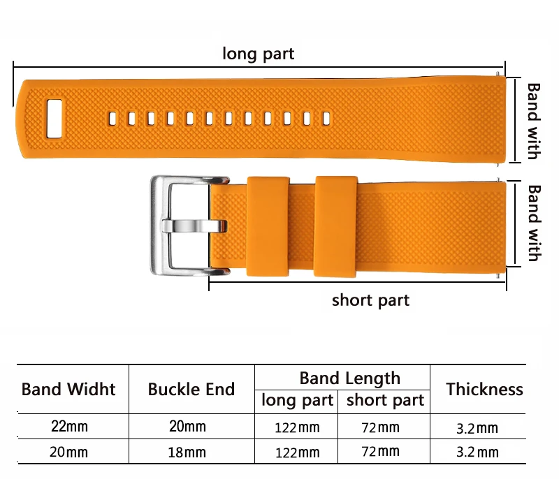 Premium Silicone Watch Band Quick Release Rubber Watch Strap 18mm 20mm 22mm Watch Strap Watch Replacement Watchband