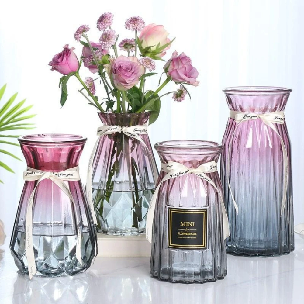 Nordic Style Transparent Glass Vase for Elegant Living Room Decor