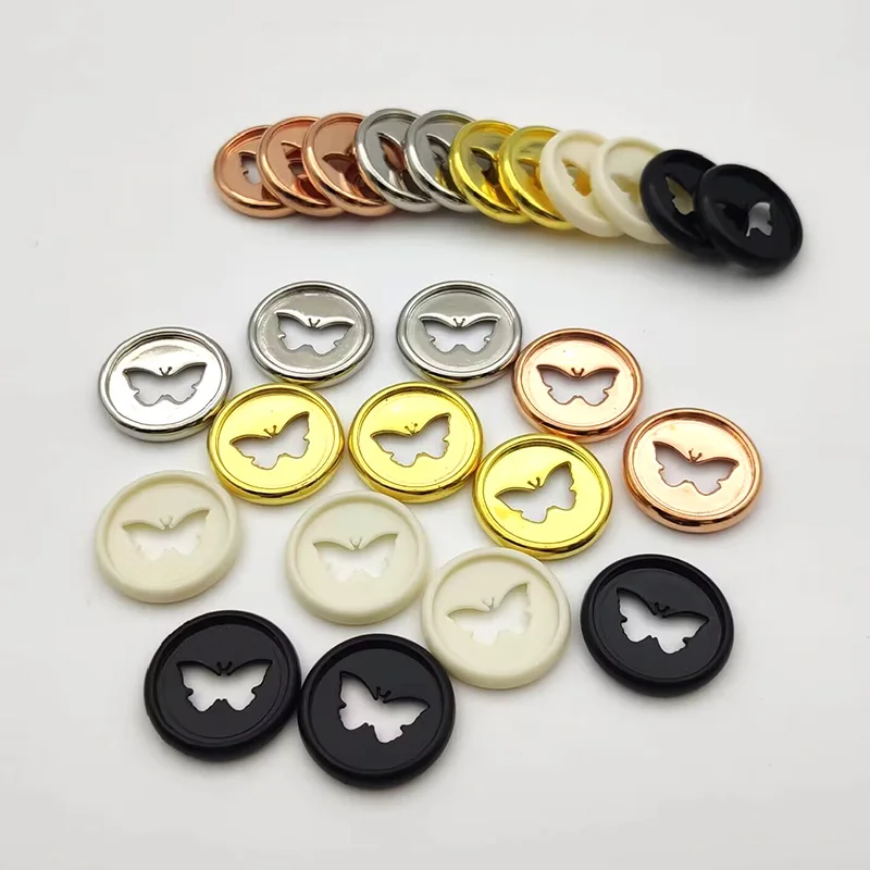 12pcs 28mm Electroplated Butterfly Disc Loose-leaf Rings Mushroom Hole Notebook Loose-leaf Discs Binding Rings Plastic Button
