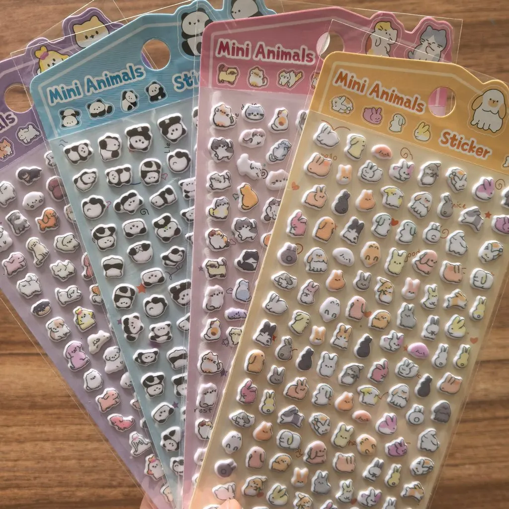 4Pack Cute Mini Animal Pattern Stickers - Vibrant Small Animal Embellishments for Stationery, Water Bottles AnimeWorlds Store