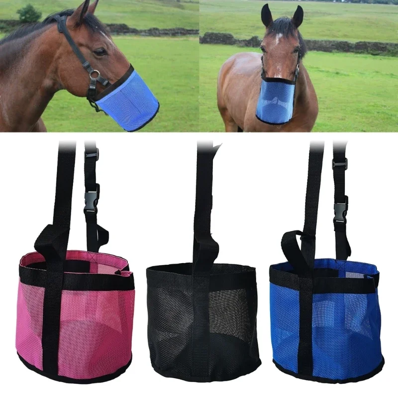 Horse Feed Bag Horse Feeding Bucket Hays Bag Hays Holder Bucket Horse Trailer Horse Feeding Feeder Bag with Neck Strap 3