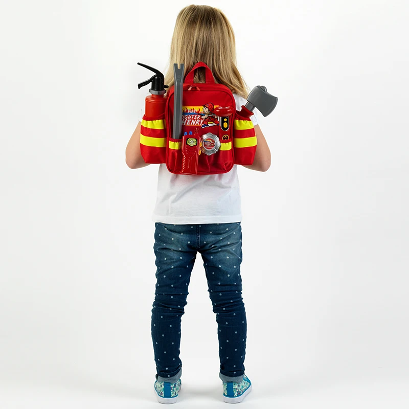 

Boys and Girls Play House Toy Fire Protection Set Simulation Fire Extinguisher Fire Protection Backpack Set