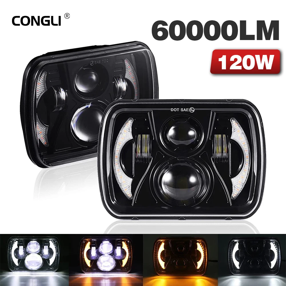 

1 Pair 7'' 120W Car LED Light Bar Offroad 4x4 Spotlights 60000LM 24V Diode Headlight Truck Farm Tractor Boat SUV ATV Work Light